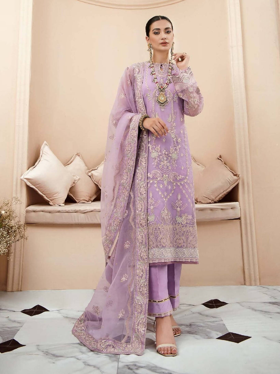 Aik Atelier Lumiere Organza and Tulle Unstitched 3Pc Suit Look-01