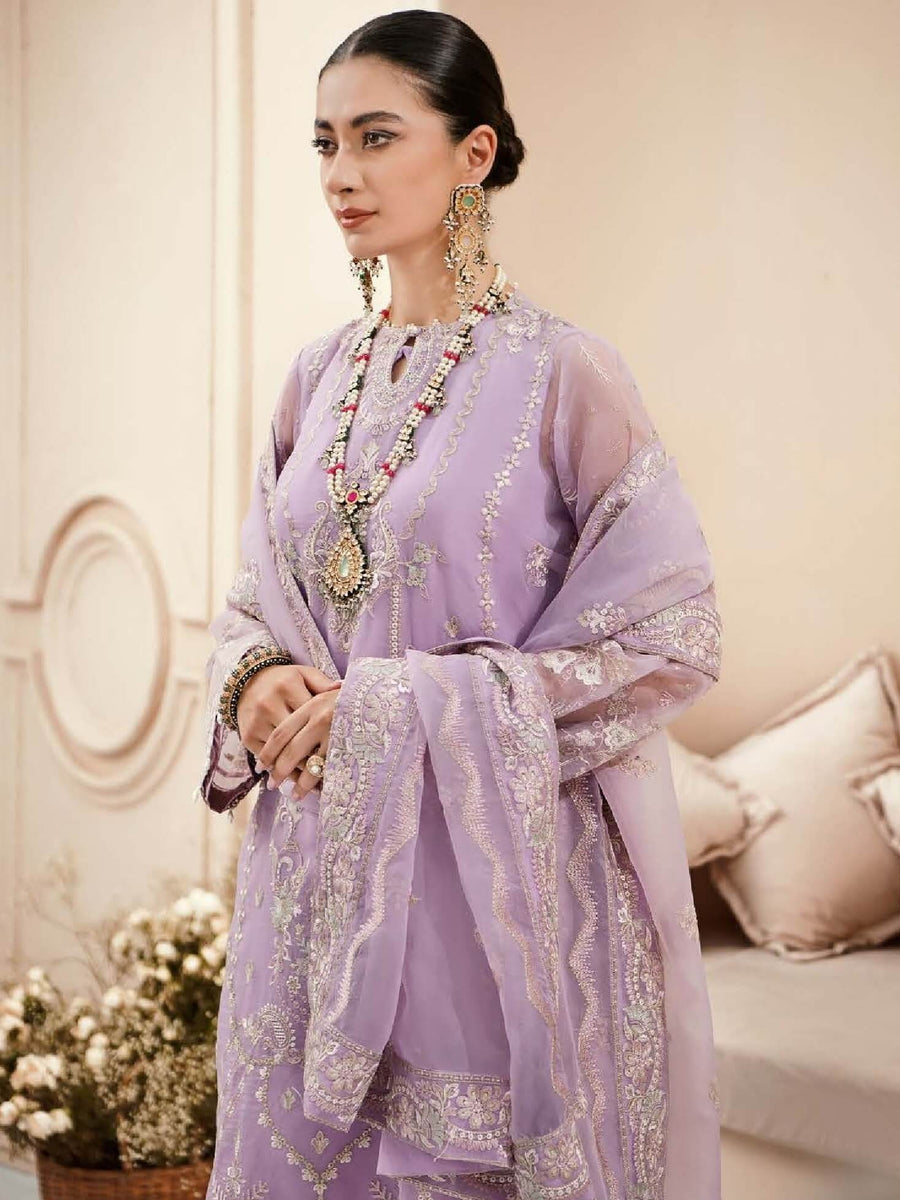 Aik Atelier Lumiere Organza and Tulle Unstitched 3Pc Suit Look-01