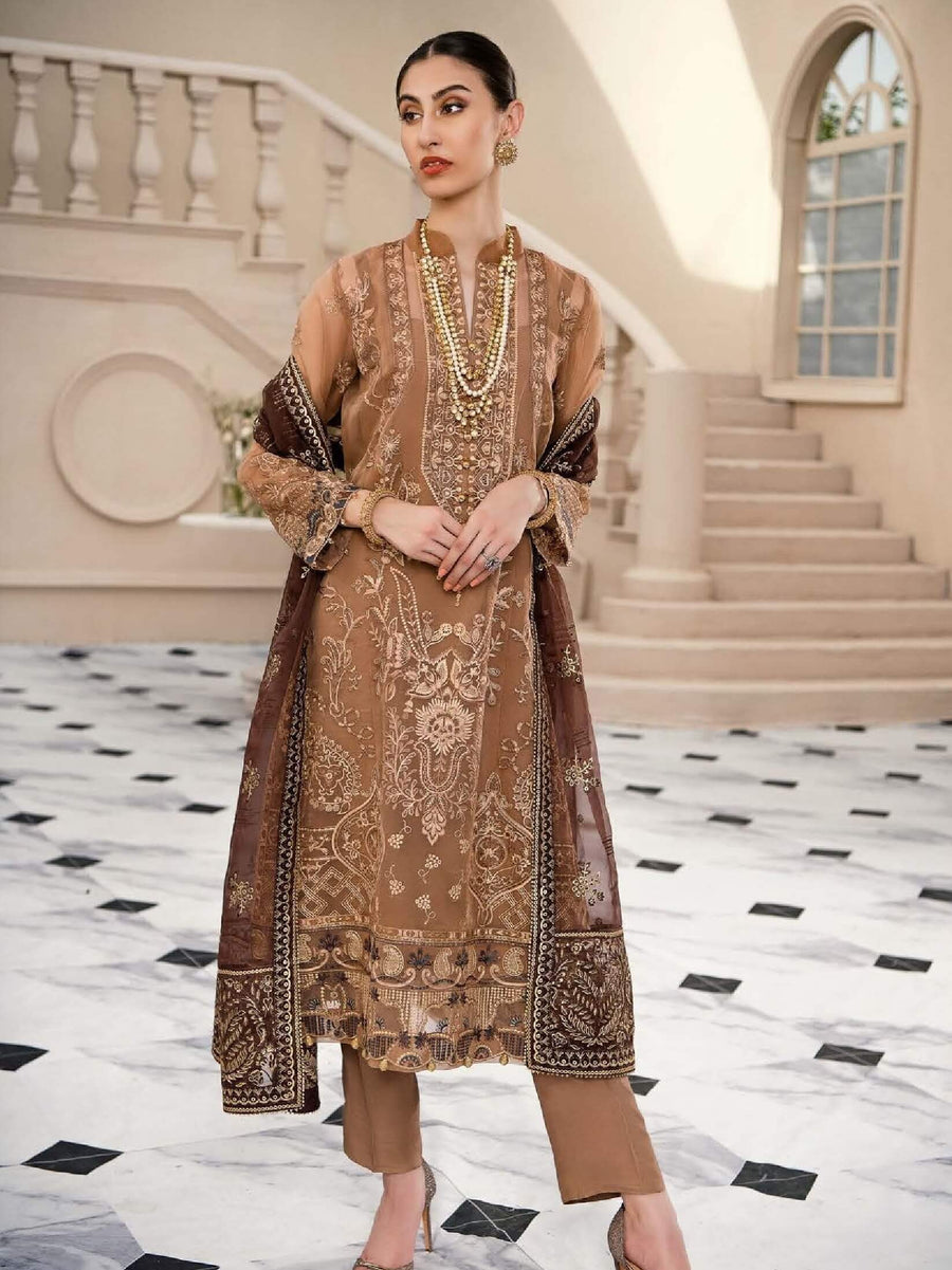 Aik Atelier Lumiere Organza and Tulle Unstitched 3Pc Suit Look-04