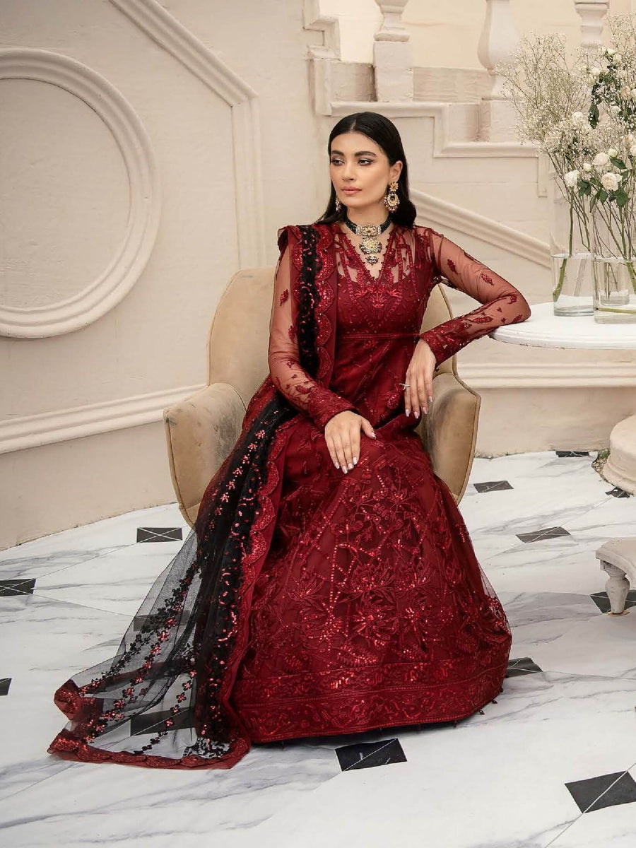 Aik Atelier Lumiere Organza and Tulle Unstitched 3Pc Suit Look-10