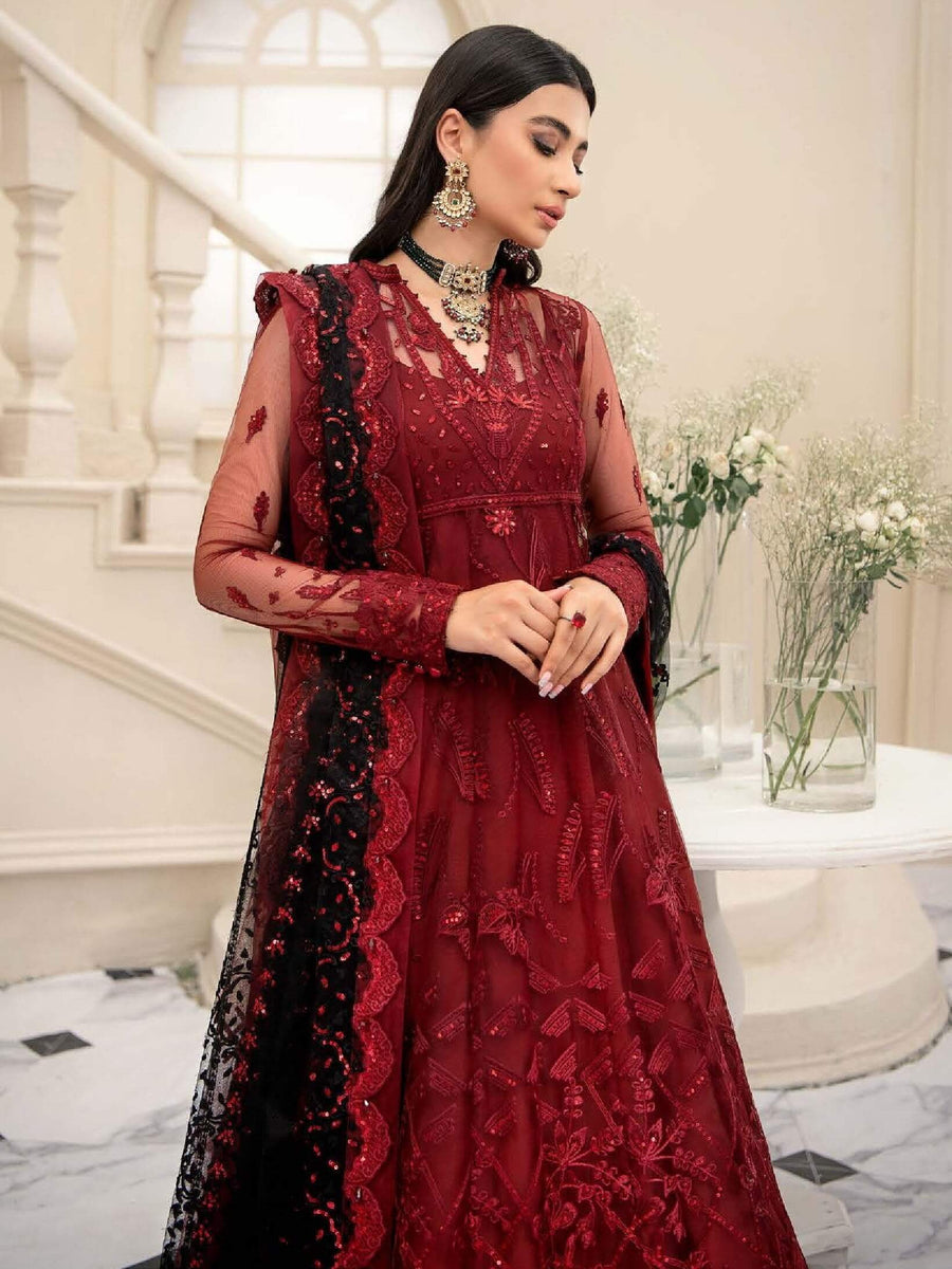 Aik Atelier Lumiere Organza and Tulle Unstitched 3Pc Suit Look-10