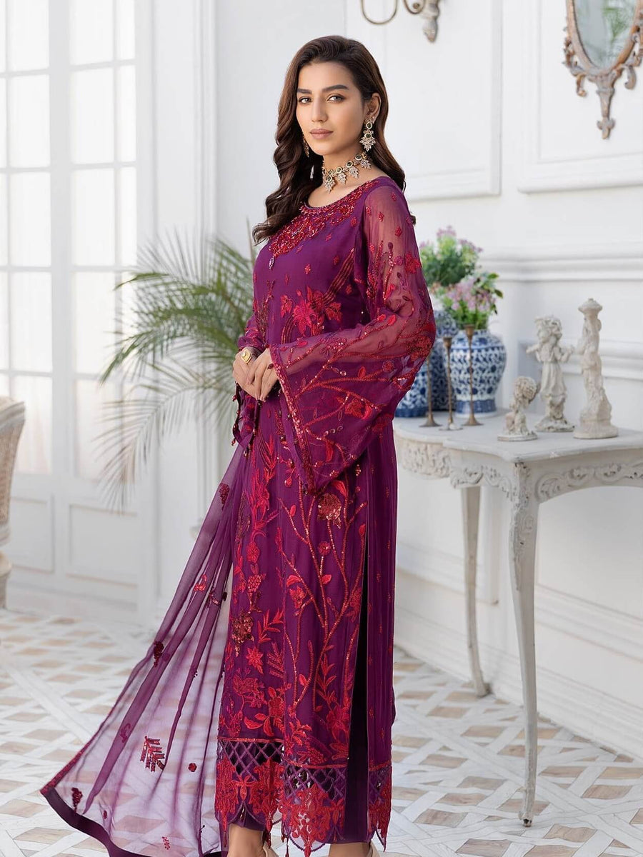 Emaan Adeel Le Festa Premium Formals Unstitched 3Pc Suit LF-401 - FaisalFabrics.pk