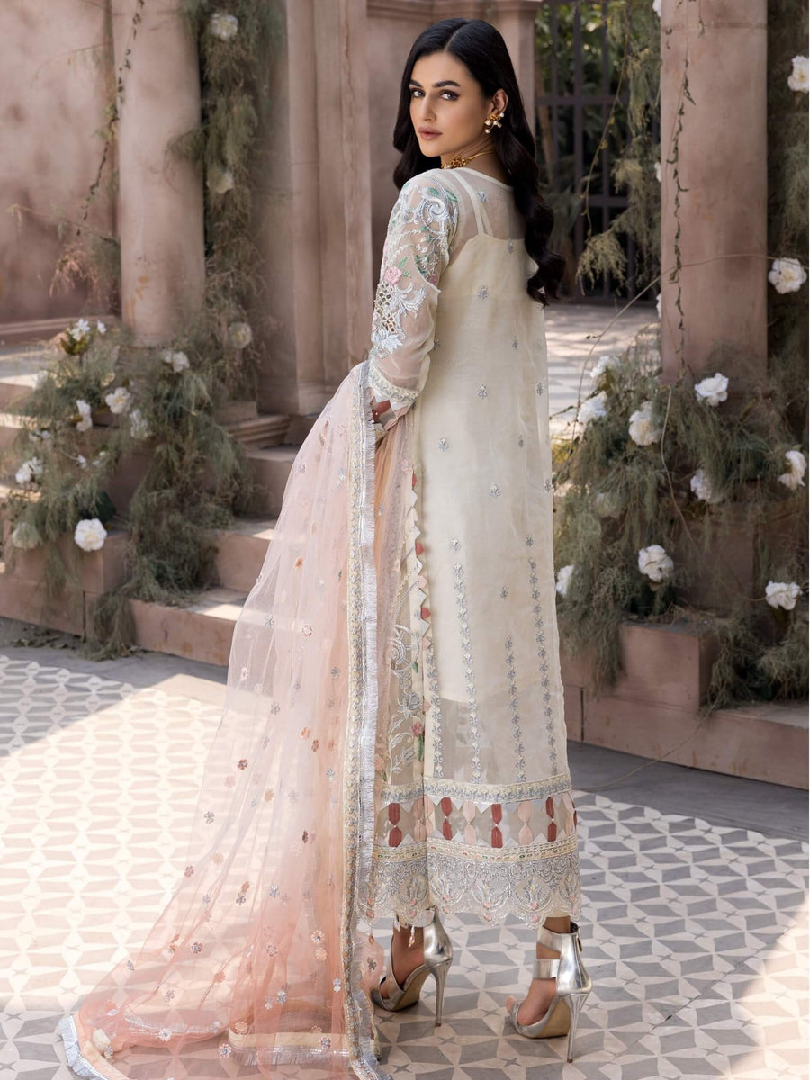 Emaan Adeel Le Festa Luxury Premium Chiffon Unstitched 3Pc Suit LR-01 - FaisalFabrics.pk
