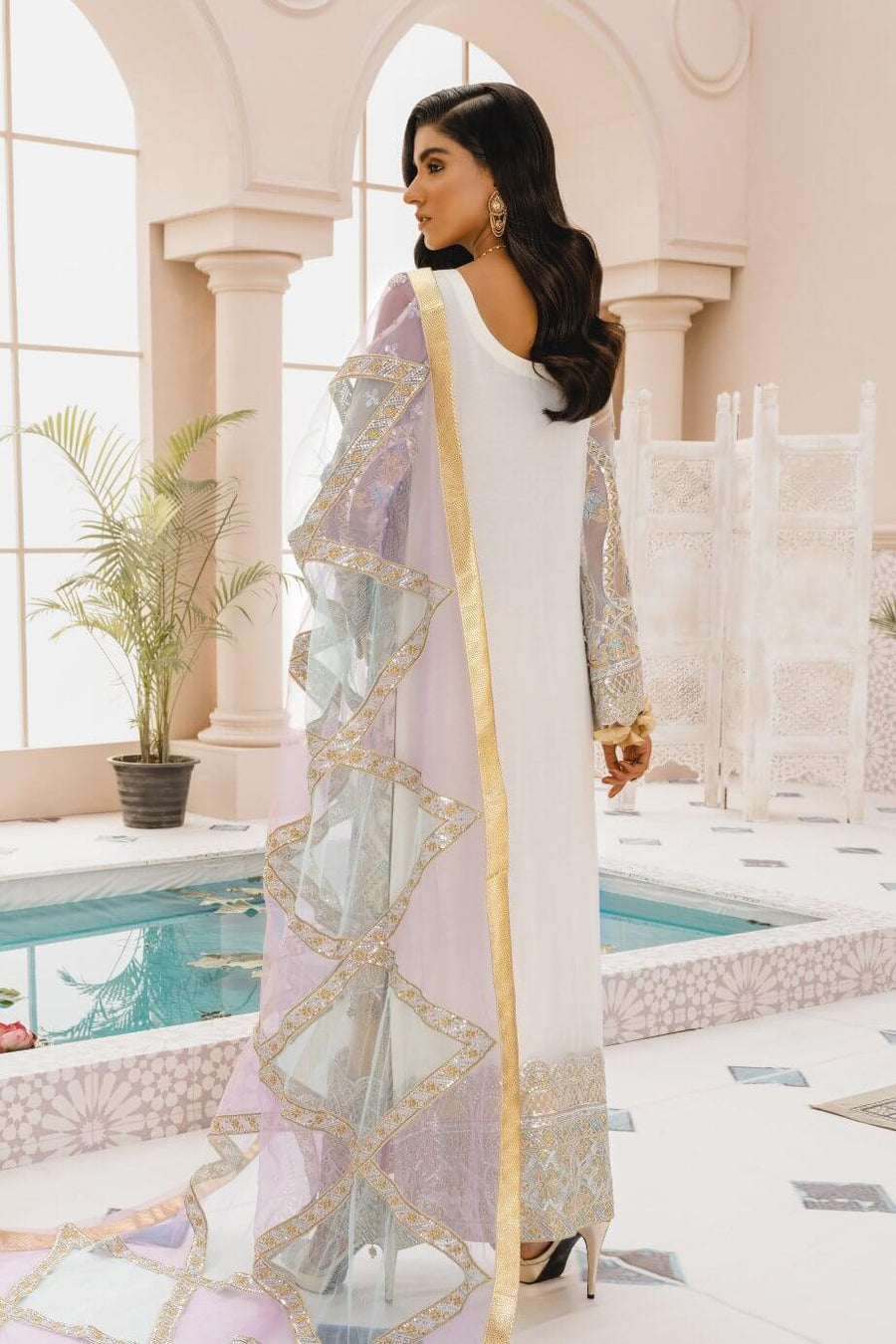 MASHQ Premium Embroidery Wedding Collection 3pc Suit Lime Lights MX-01 - FaisalFabrics.pk