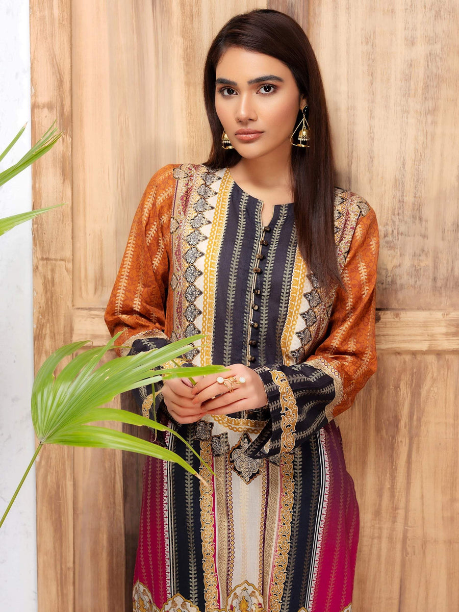 Limelight Printed Jacquard Shirt Spring Summer 2020 U0852 Rust - FaisalFabrics.pk