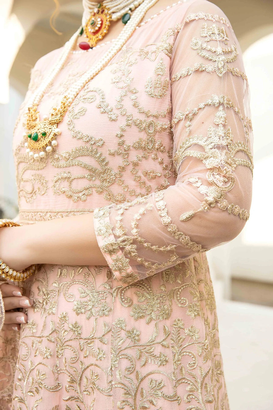 Esta Bonita Majestic by Imrozia Unstitched Chiffon Suit M-16 PALE BLOOM