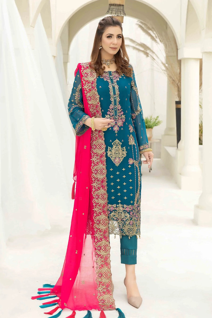 Esta Bonita Majestic by Imrozia Unstitched Chiffon Suit M-17 VERIDIAN JADE