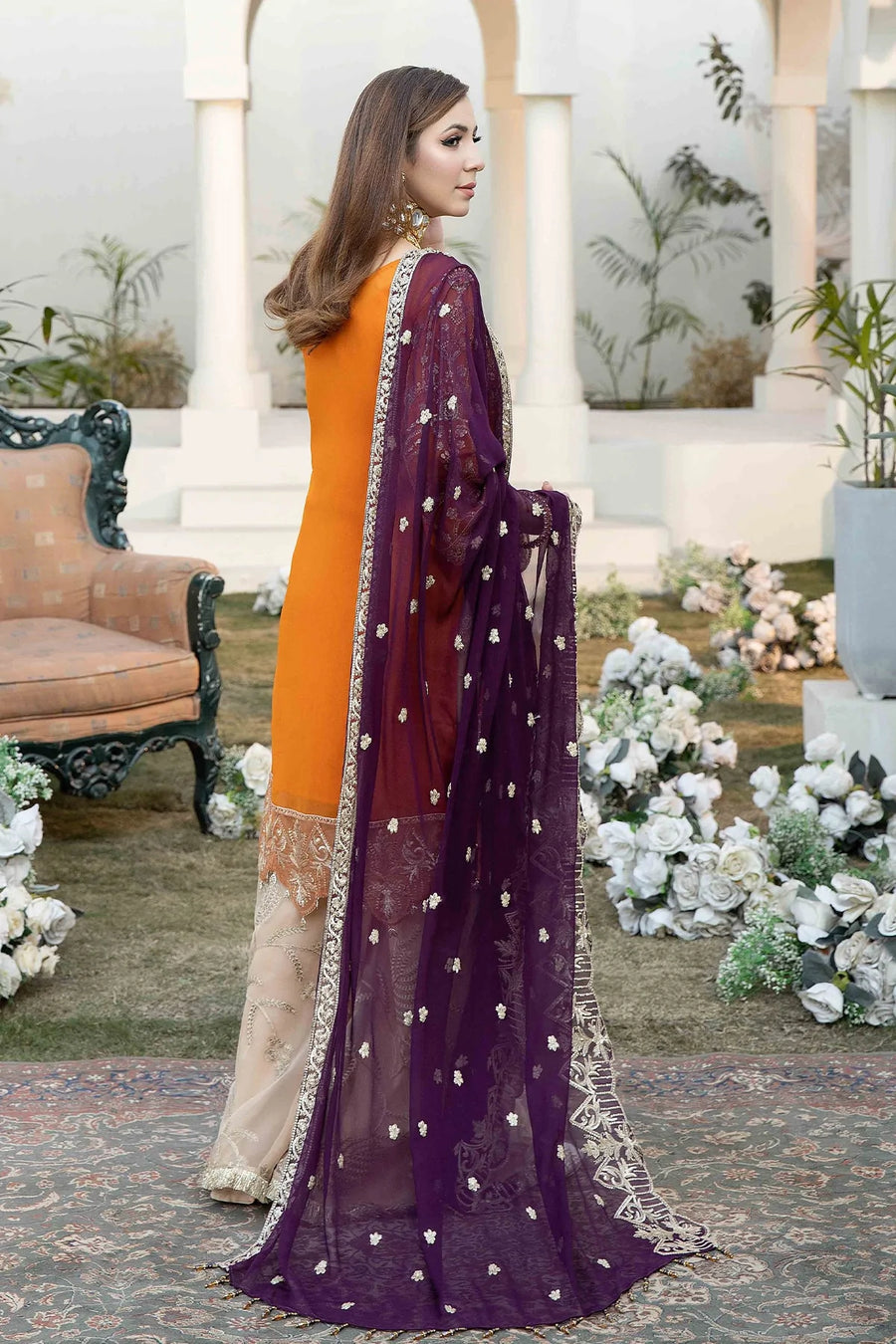 Esta Bonita Majestic by Imrozia Unstitched Chiffon Suit M-19 FUCHSIA GOLD