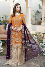 Esta Bonita Majestic by Imrozia Unstitched Chiffon Suit M-19 FUCHSIA GOLD