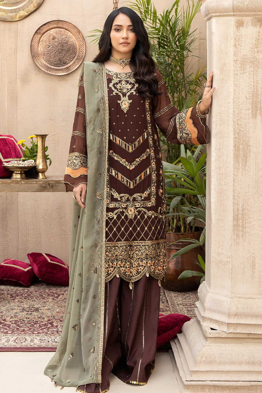 Exquise Majestic by Imrozia Embroidered Chiffon Unstitched 3Piece M-21 ROOHAY