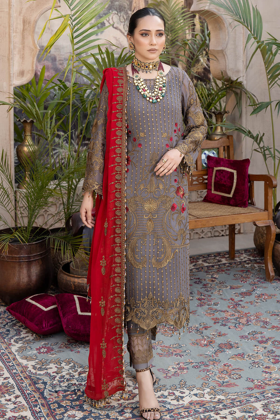 Exquise Majestic by Imrozia Embroidered Chiffon Unstitched 3Piece M-27 SHANASAI