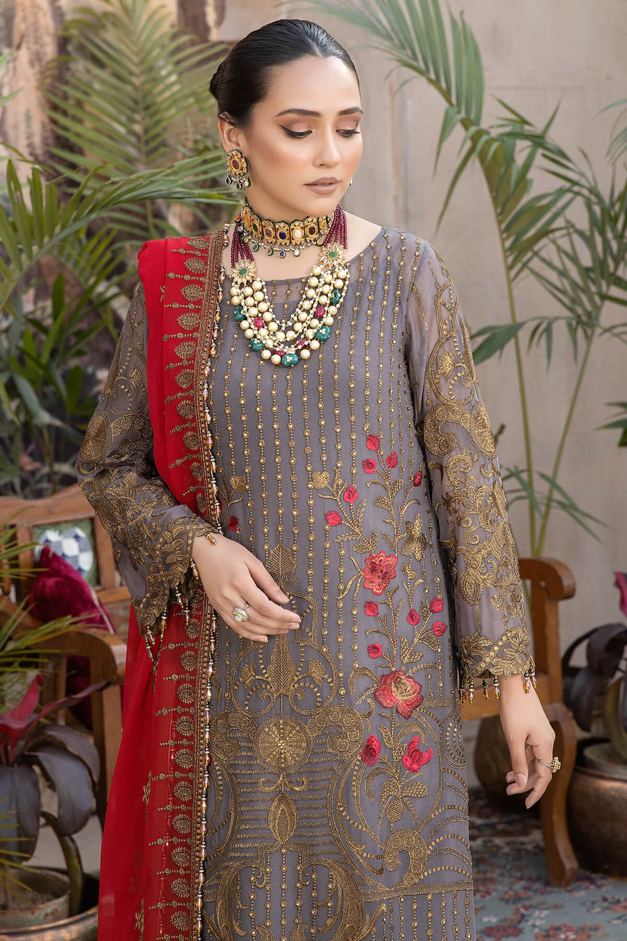 Exquise Majestic by Imrozia Embroidered Chiffon Unstitched 3Piece M-27 SHANASAI