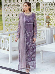 Ramsha Minhal Luxury Chiffon Unstitched 3Pc Embroidered Suit M-401 - FaisalFabrics.pk