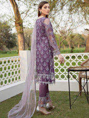 Ramsha Minhal Luxury Chiffon Unstitched 3Pc Embroidered Suit M-401 - FaisalFabrics.pk