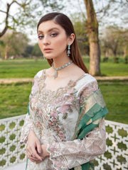 Ramsha Minhal Luxury Chiffon Unstitched 3Pc Embroidered Suit M-403 - FaisalFabrics.pk