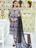 Ramsha Minhal Luxury Chiffon Unstitched 3Pc Embroidered Suit M-405 - FaisalFabrics.pk