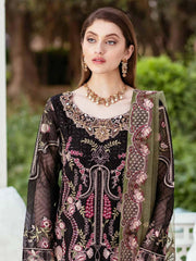 Ramsha Minhal Luxury Chiffon Unstitched 3Pc Embroidered Suit M-407 - FaisalFabrics.pk