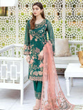 Ramsha Minhal Luxury Chiffon Unstitched 3Pc Embroidered Suit M-408 - FaisalFabrics.pk