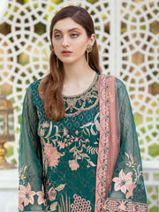 Ramsha Minhal Luxury Chiffon Unstitched 3Pc Embroidered Suit M-408 - FaisalFabrics.pk