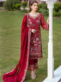 Ramsha Minhal Luxury Chiffon Unstitched 3Pc Embroidered Suit M-410 - FaisalFabrics.pk