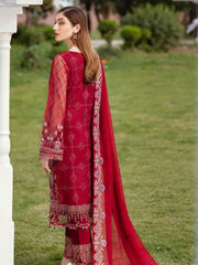 Ramsha Minhal Luxury Chiffon Unstitched 3Pc Embroidered Suit M-410 - FaisalFabrics.pk