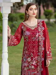 Ramsha Minhal Luxury Chiffon Unstitched 3Pc Embroidered Suit M-410 - FaisalFabrics.pk