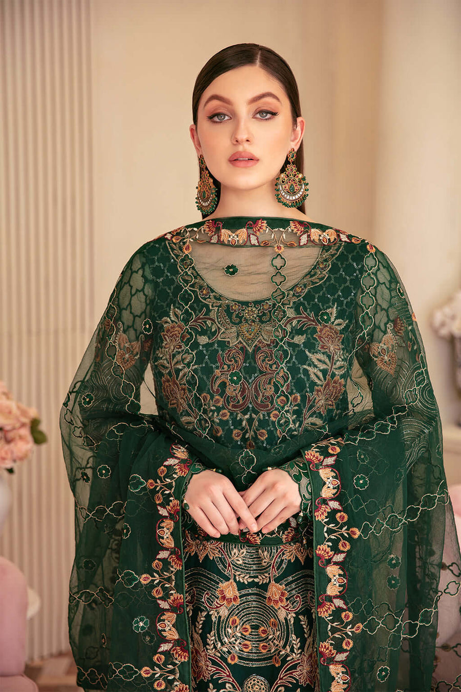Ramsha Minhal Vol-06 Embroidered Net Unstitched 3Pc Suit M-609