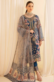Ramsha Minhal Vol-07 Unstitched Embroidered Organza 3Pc Suit M-701