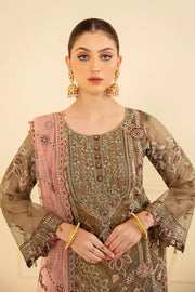 Ramsha Minhal Vol-07 Unstitched Embroidered Organza 3Pc Suit M-705