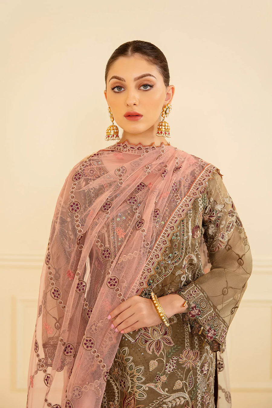 Ramsha Minhal Vol-07 Unstitched Embroidered Organza 3Pc Suit M-705