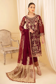 Ramsha Minhal Vol-07 Unstitched Embroidered Organza 3Pc Suit M-706