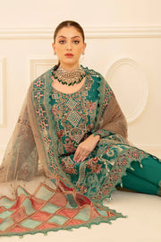 Ramsha Minhal Vol-07 Unstitched Embroidered Organza 3Pc Suit M-708