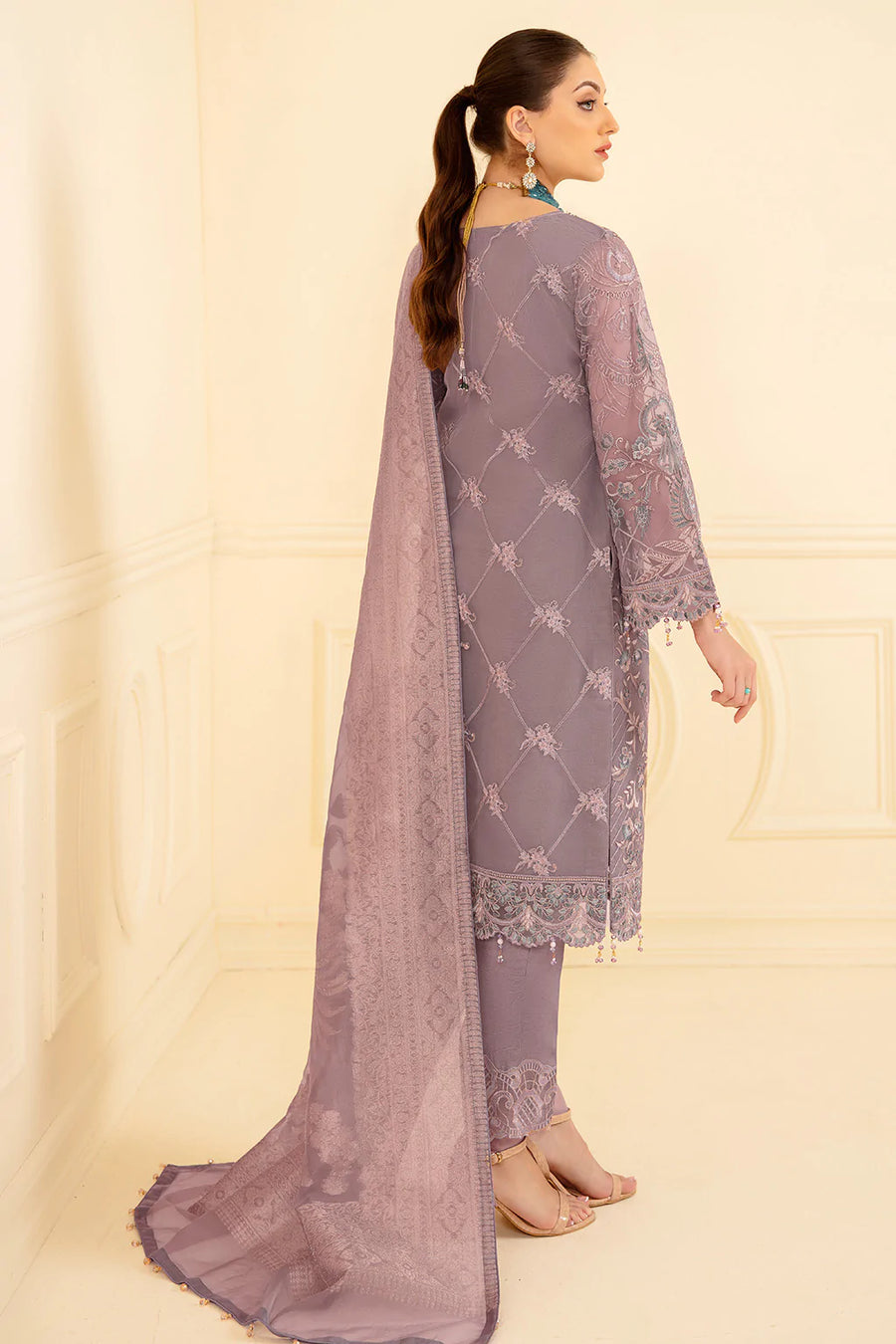 Ramsha Minhal Vol-07 Unstitched Embroidered Organza 3Pc Suit M-709