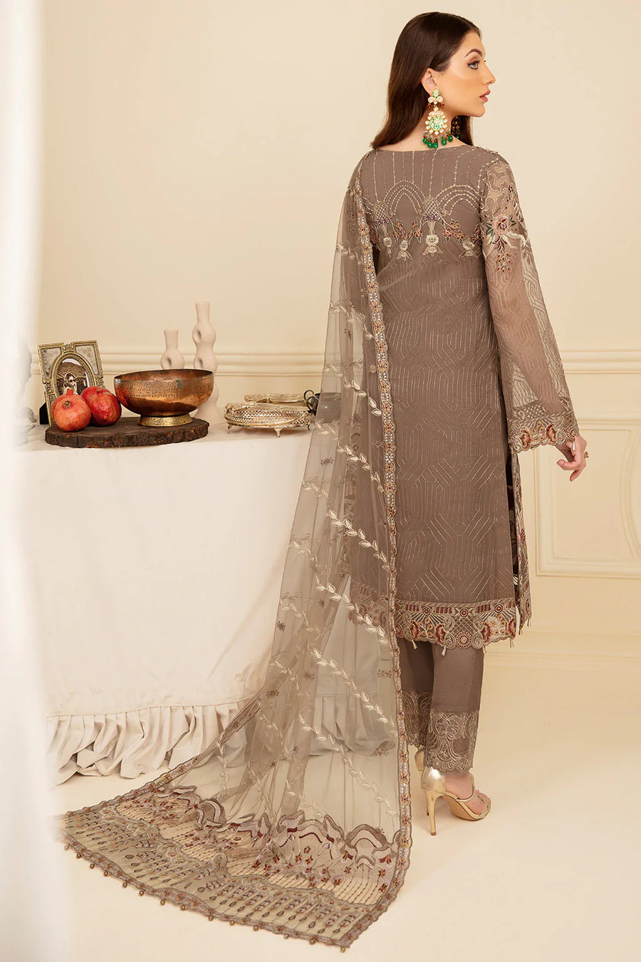 Ramsha Minhal Vol-07 Unstitched Embroidered Organza 3Pc Suit M-710