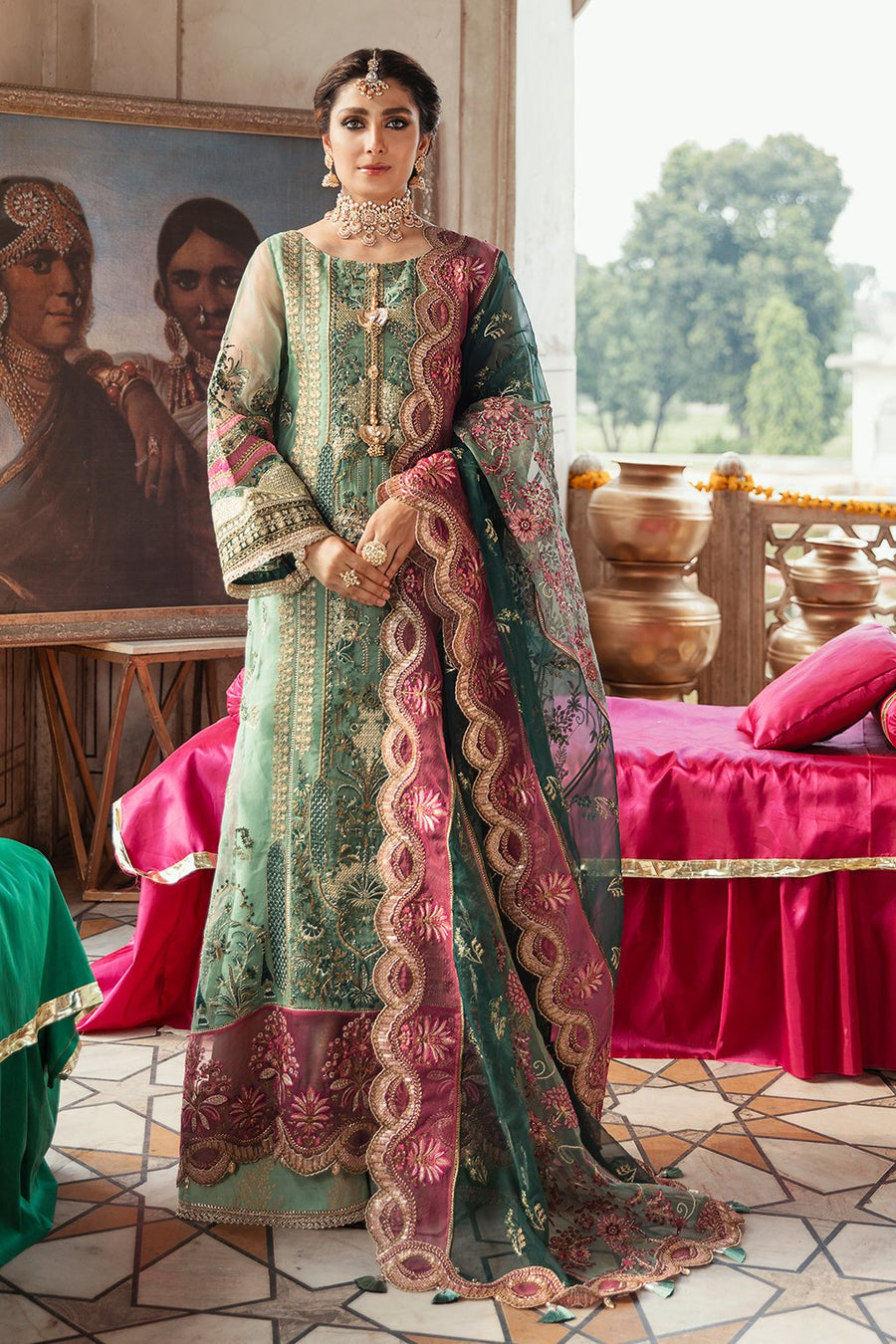 GISELE Shagun Luxury Formal Unstitched 3PC Suit D-09 Mahpara - FaisalFabrics.pk