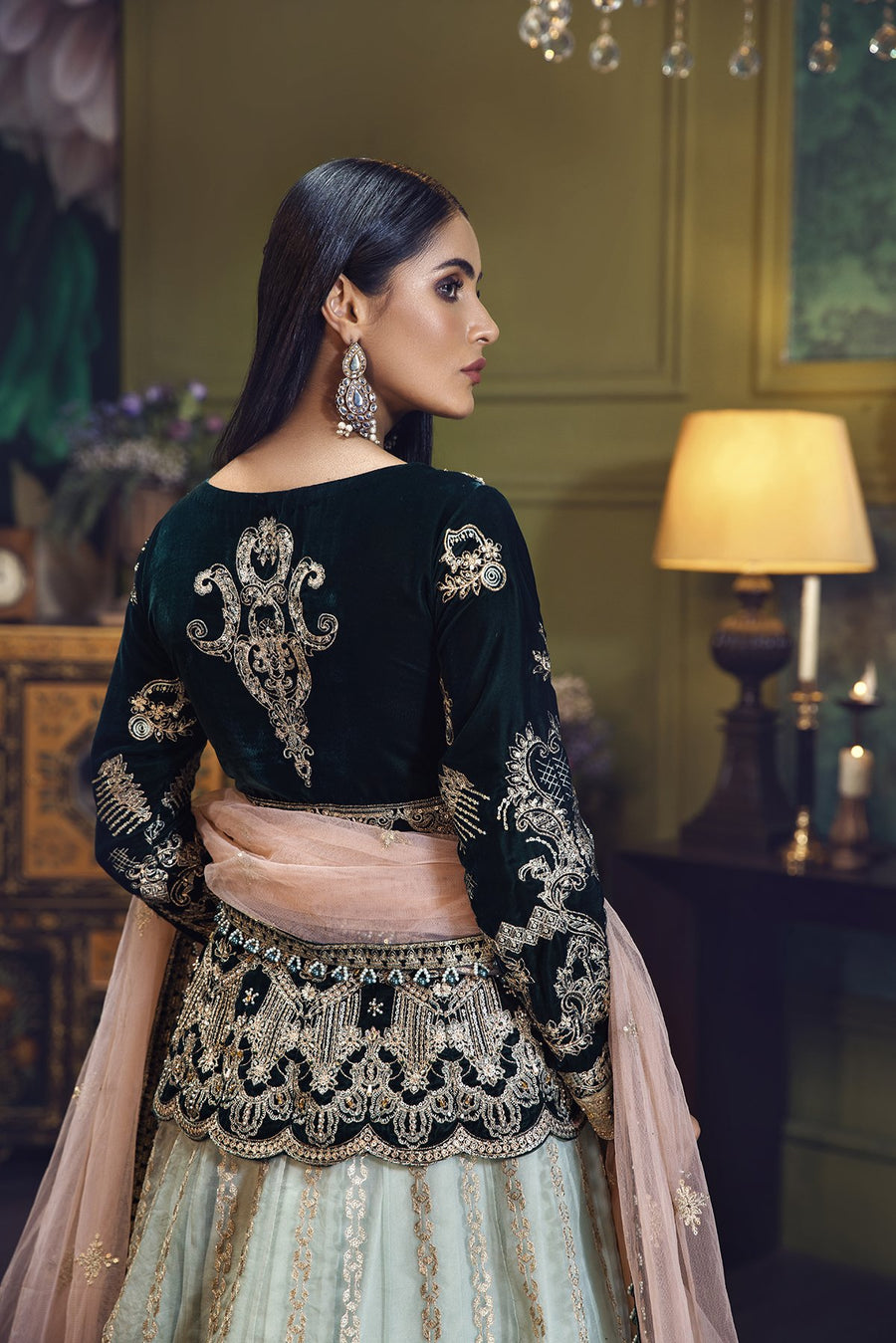 Hous of Nawab Makhmal Velvet Wedding Formals 3PC Suit 06-MANAR - FaisalFabrics.pk