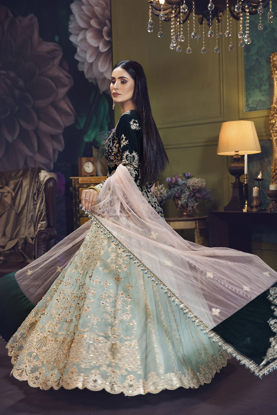 Hous of Nawab Makhmal Velvet Wedding Formals 3PC Suit 06-MANAR - FaisalFabrics.pk