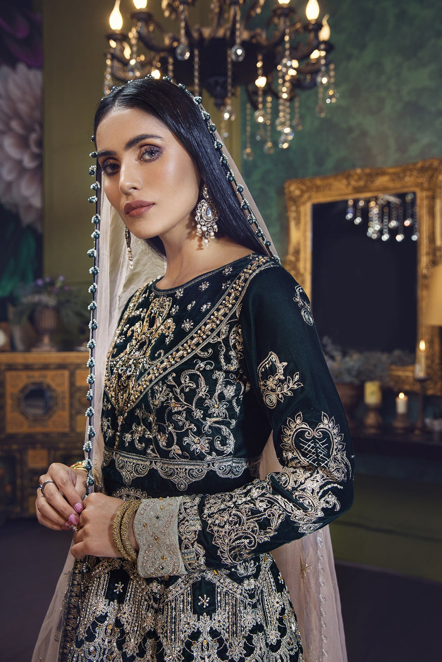Hous of Nawab Makhmal Velvet Wedding Formals 3PC Suit 06-MANAR - FaisalFabrics.pk