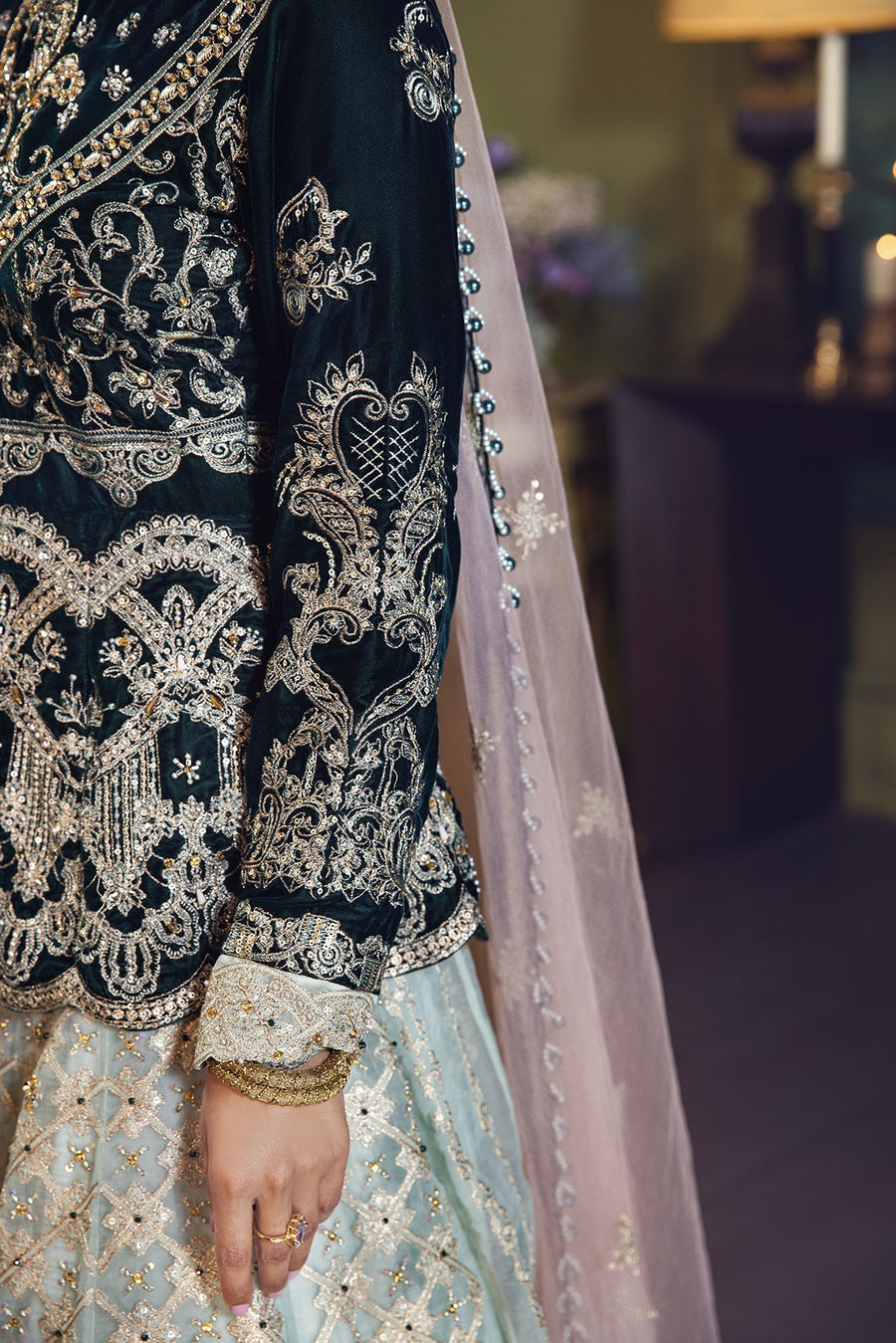 Hous of Nawab Makhmal Velvet Wedding Formals 3PC Suit 06-MANAR - FaisalFabrics.pk