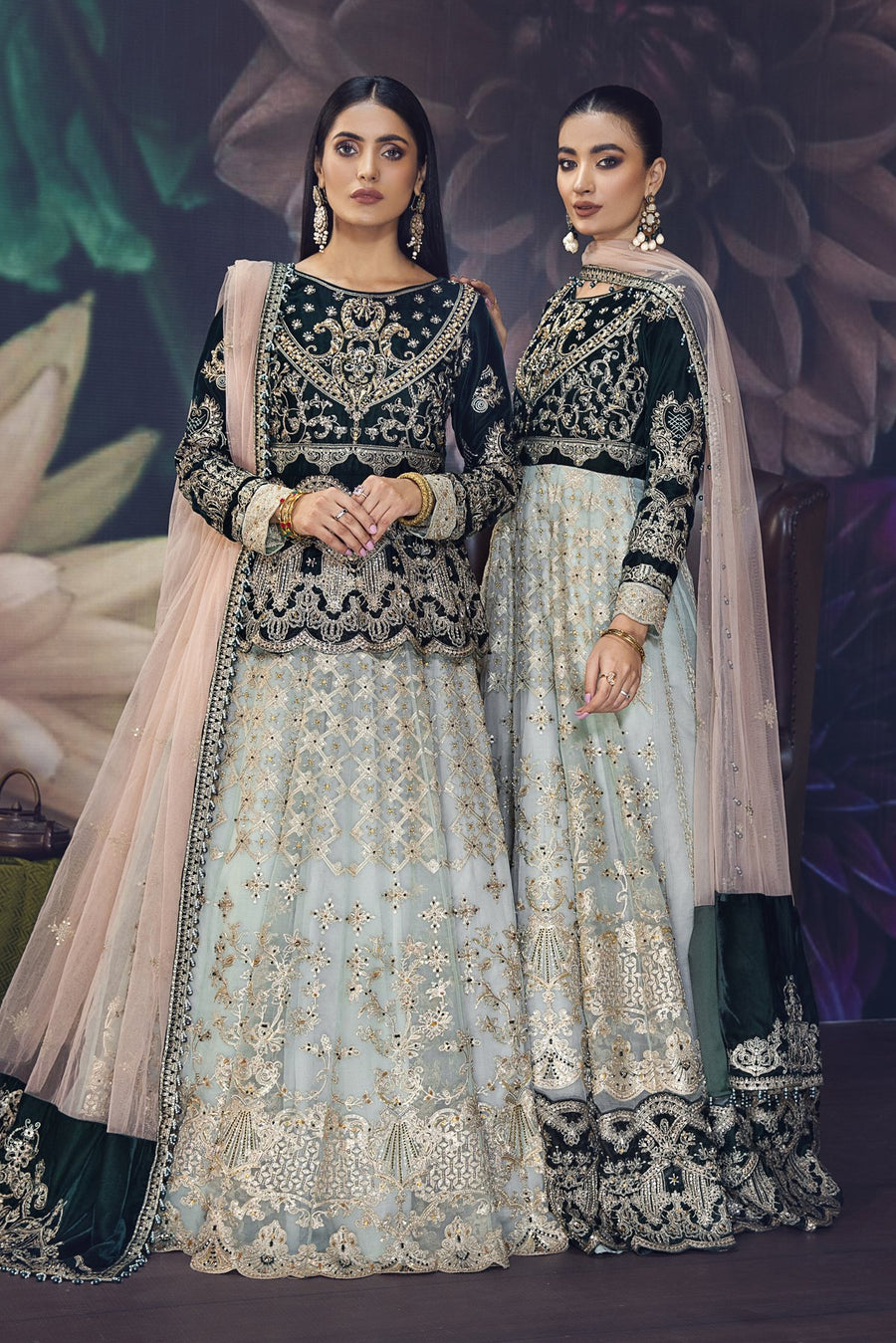 Hous of Nawab Makhmal Velvet Wedding Formals 3PC Suit 06-MANAR - FaisalFabrics.pk