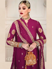 Maria.B Sateen Unstitched Winter Cotton Satin 3Pc Suit D-01