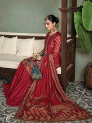 Maria.B Sateen Unstitched Winter Cotton Satin 3Pc Suit D-02