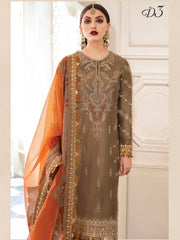 Maria.B Sateen Unstitched Winter Cotton Satin 3Pc Suit D-03