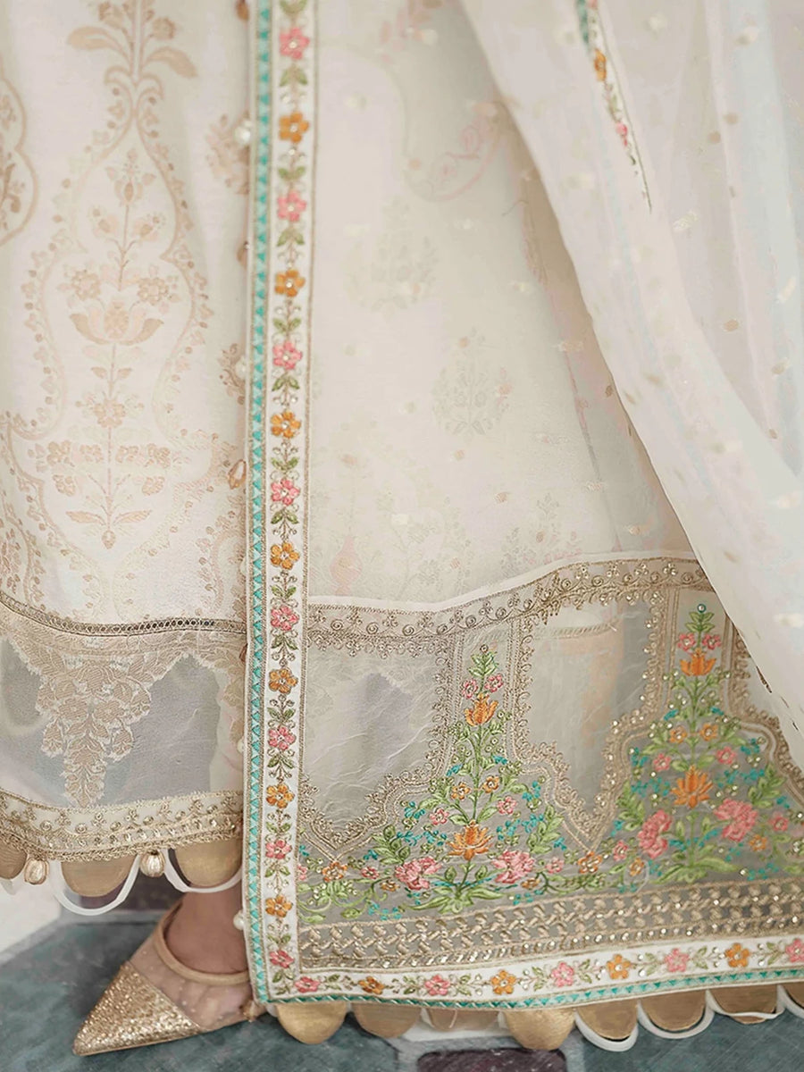 Maria.B Sateen Unstitched Winter Jacquard 3Pc Suit D-04