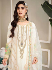 Maria.B Sateen Unstitched Winter Jacquard 3Pc Suit D-04