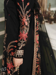 Maria.B Sateen Unstitched Winter Cotton Satin 3Pc Suit D-05