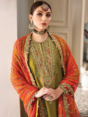 Maria.B Sateen Unstitched Winter Cotton Satin 3Pc Suit D-07