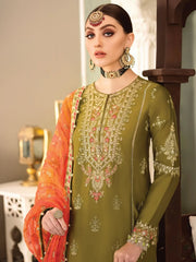 Maria.B Sateen Unstitched Winter Cotton Satin 3Pc Suit D-07