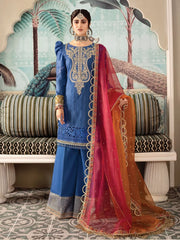 Maria.B Sateen Unstitched Winter Cotton Satin 3Pc Suit D-08