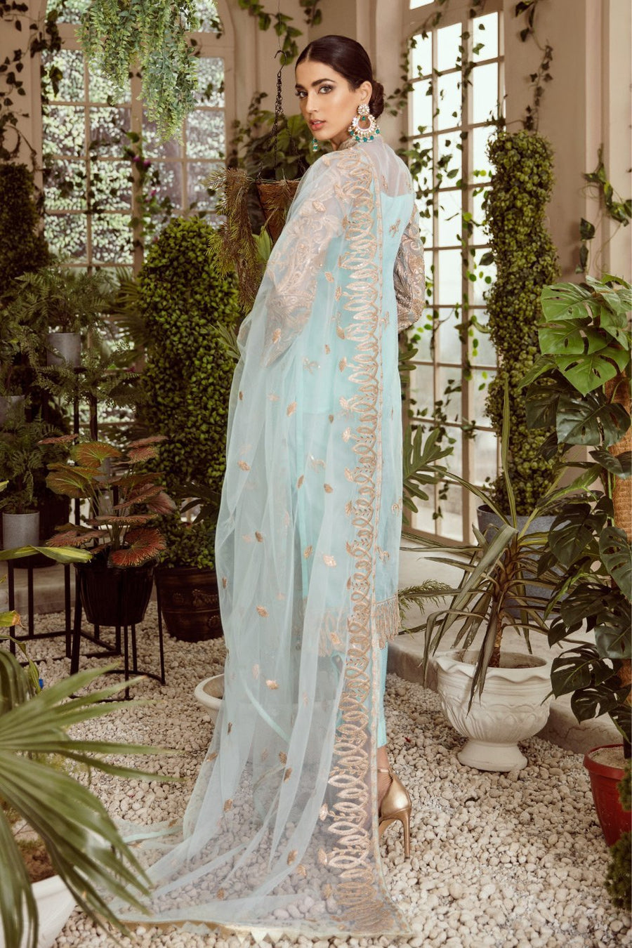 MASHQ Festive Collection Embroidered Organza 3Pc Suit MZ-01 ICY STRIDE - FaisalFabrics.pk
